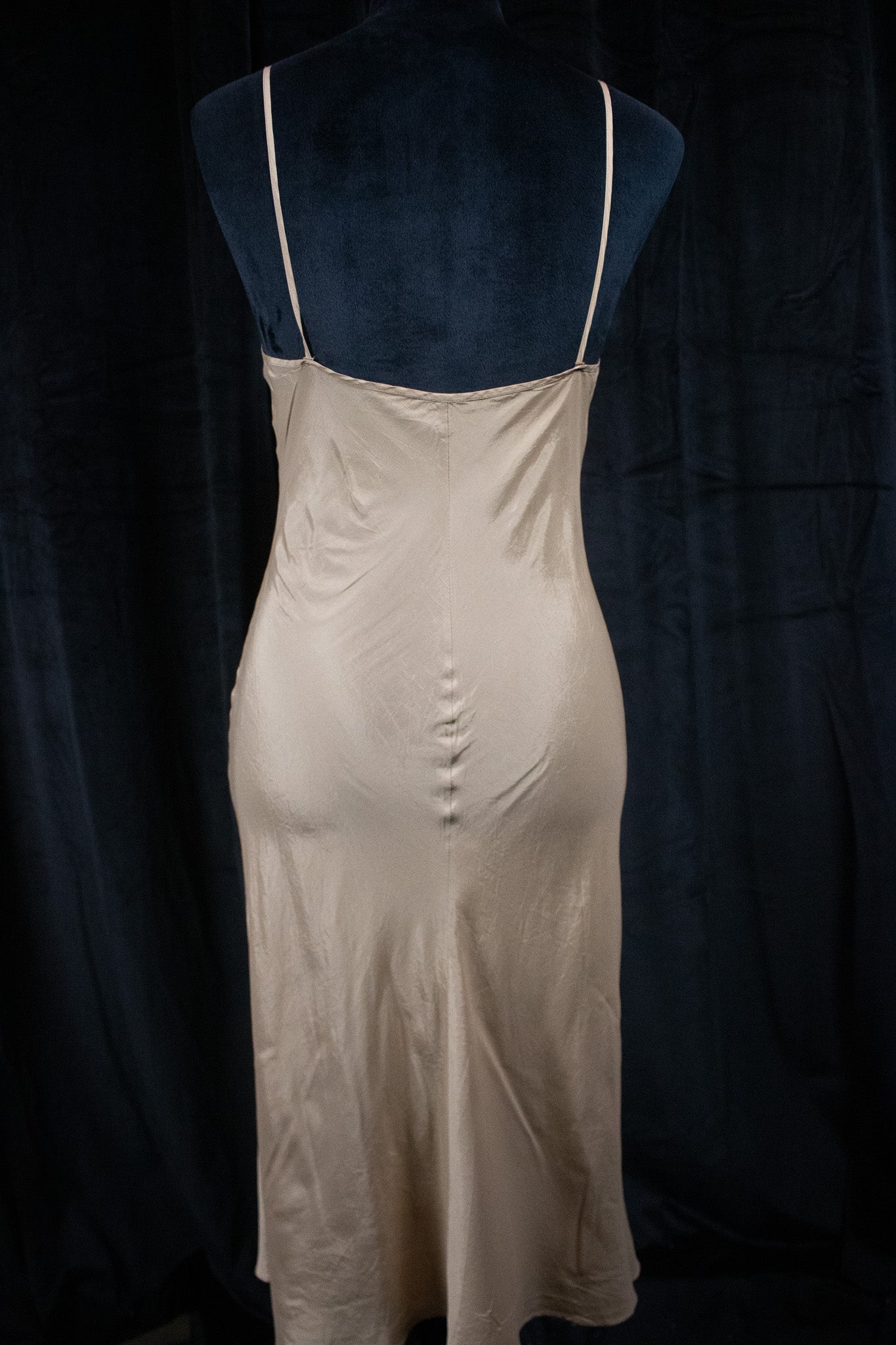 Tan Colored Mesh Slip Dress with Spaghetti Straps