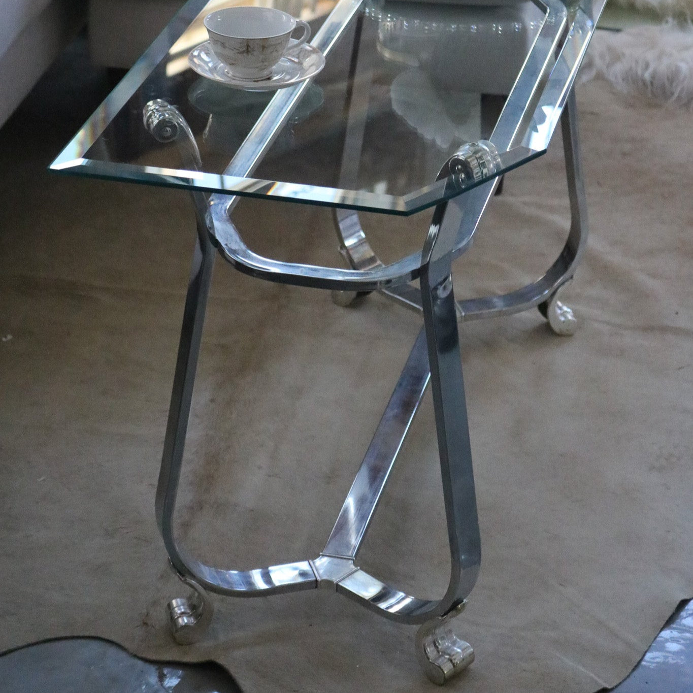 Kreiss Beveled Glass Chrome Body Rectangle End Table