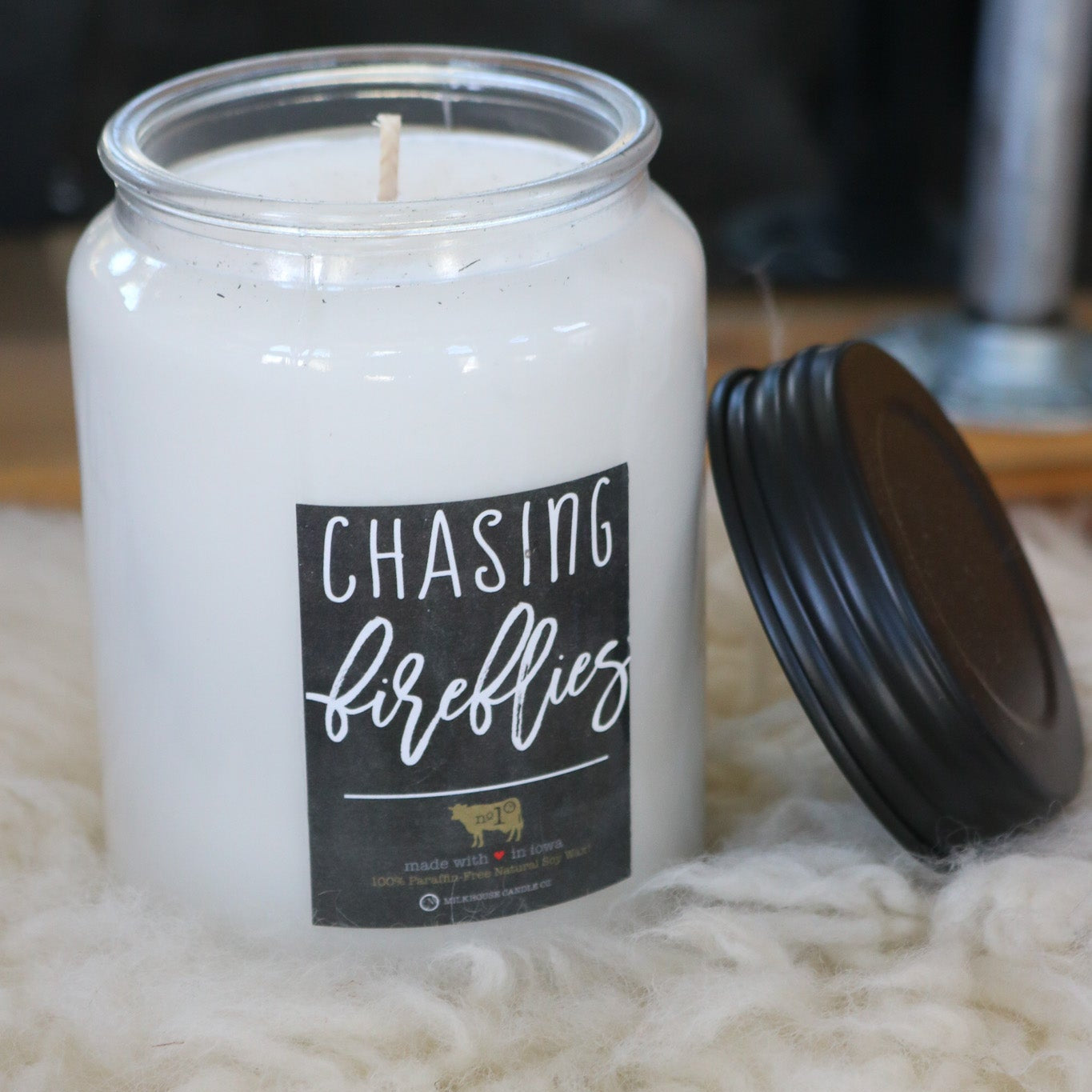 Milkhouse Candle Co Chasing Fireflies Soy Candle Large Glass Jar 4” x 6” New