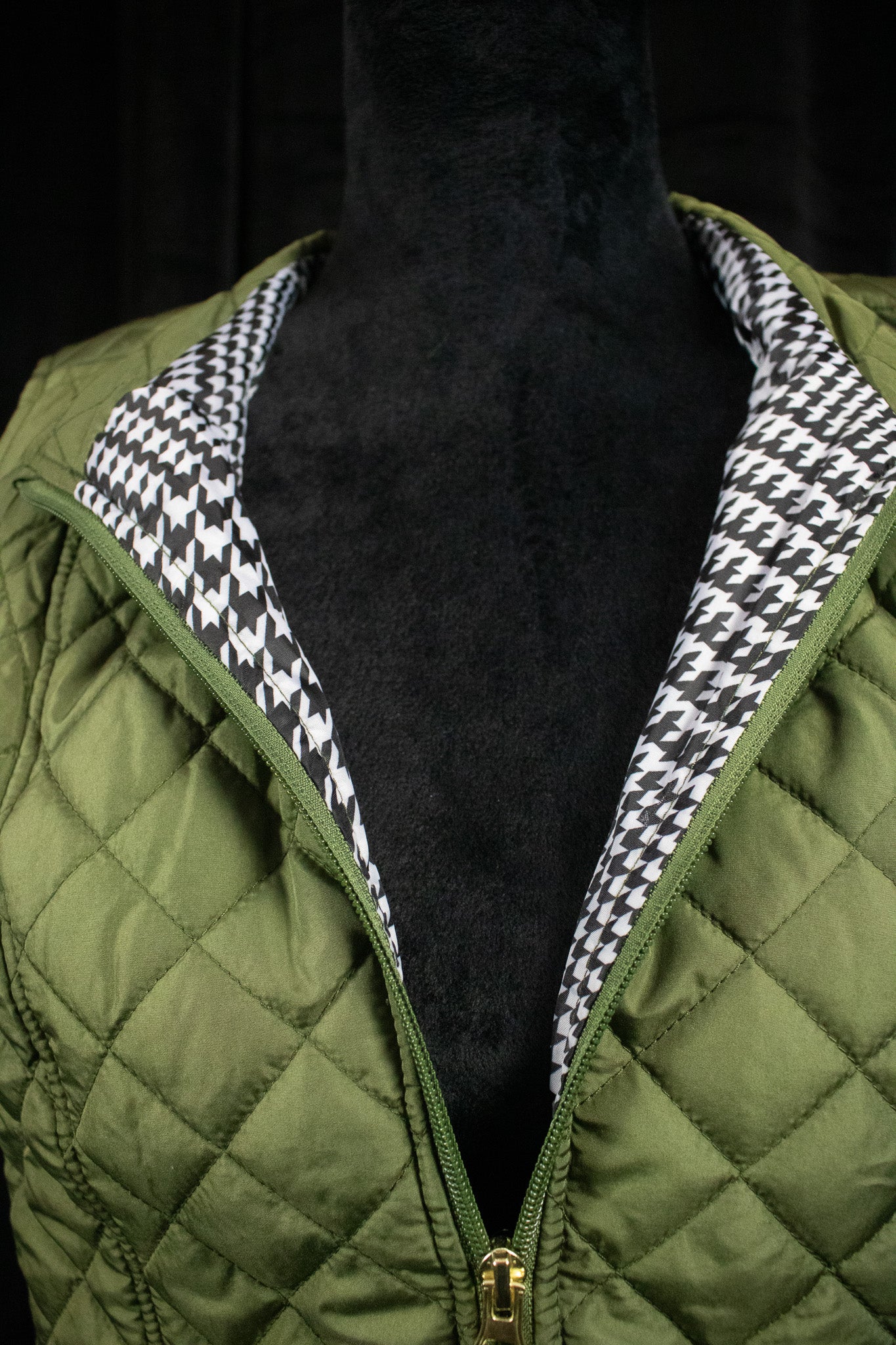 Kim Rogers Olive Quilted Zip Vest Lightweight Ribbed Trim New With Tags