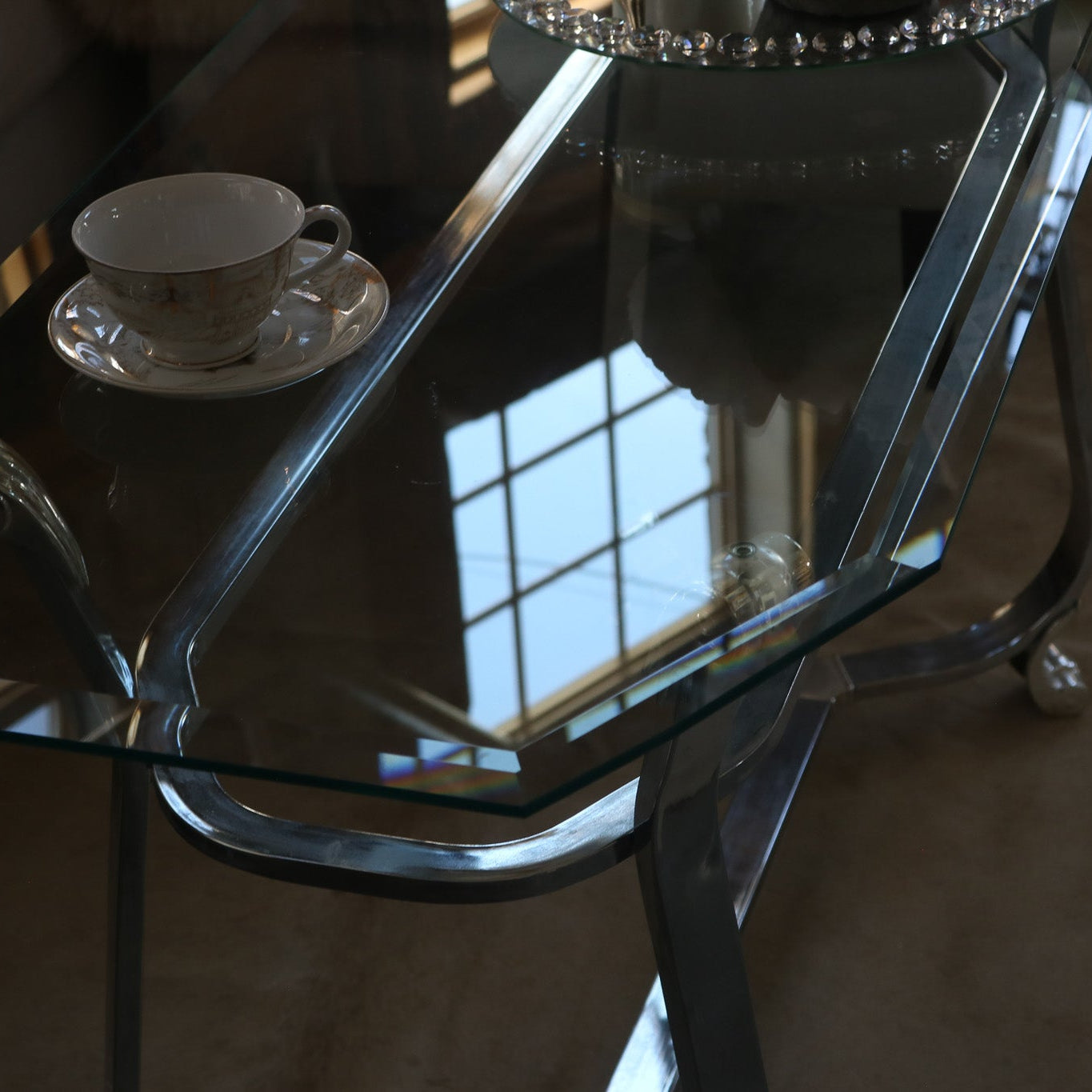 Kreiss Beveled Glass Chrome Body Rectangle End Table