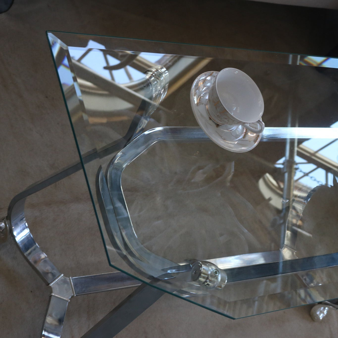 Kreiss Beveled Glass Chrome Body Rectangle End Table