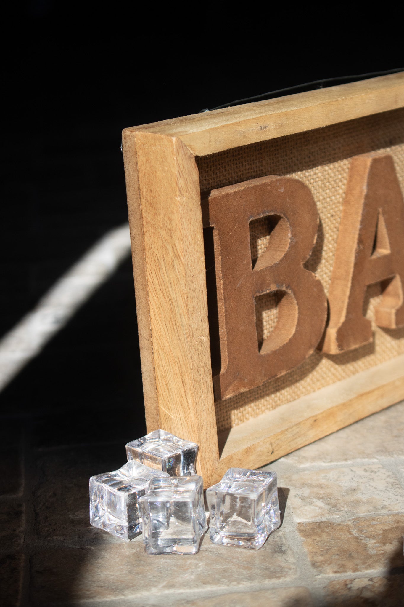 Rustic Bar Burlap Hanging Wood Sign