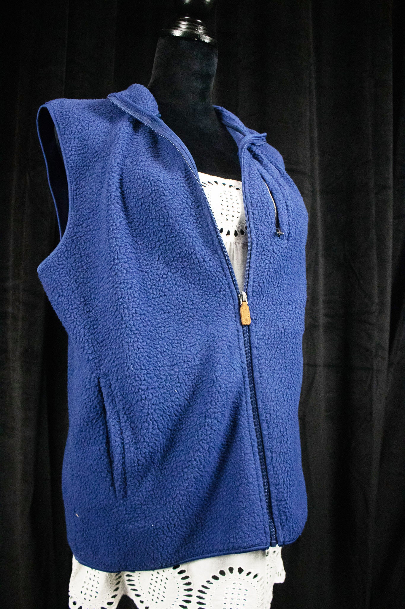 Crown & Ivy Blue Eve Sherpa Fleece Vest Women’s Full Zip New