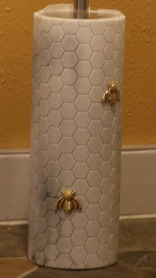 Caro Home Marble Honeycomb with Bee Toilet Brush Set