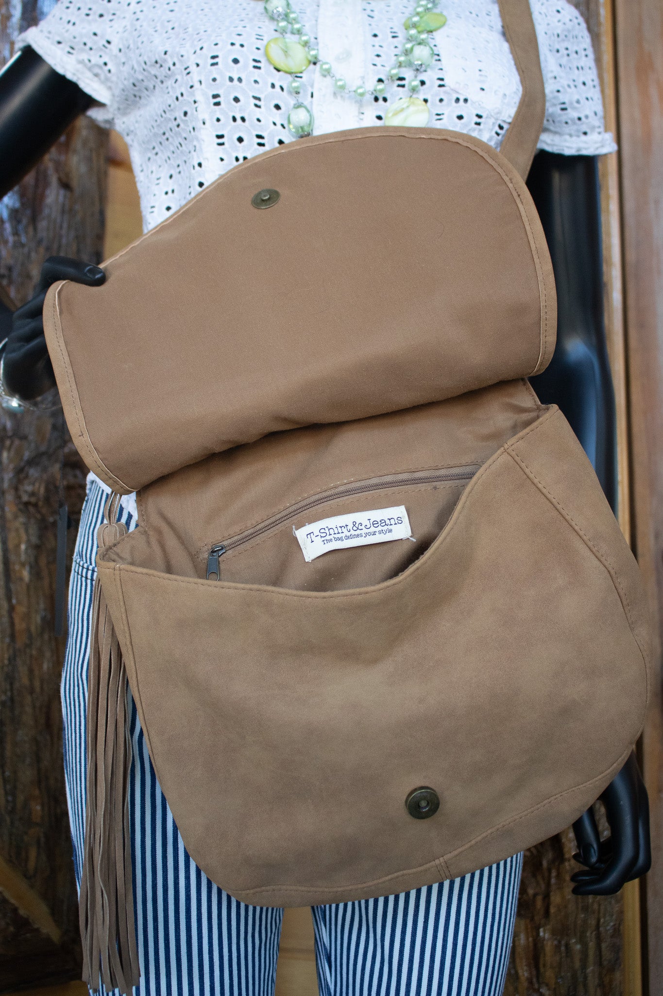 T-Shirt And Jeans Faux-Leather Purse with Side-strap