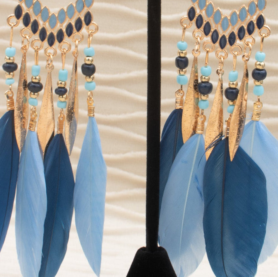 Bohemian Style Feather Dangle Earrings