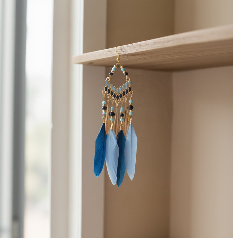 Bohemian Style Feather Dangle Earrings