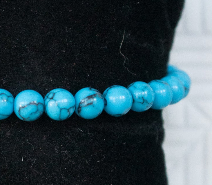 Turquoise Dyed Howlite Beaded Stretchy Bracelet