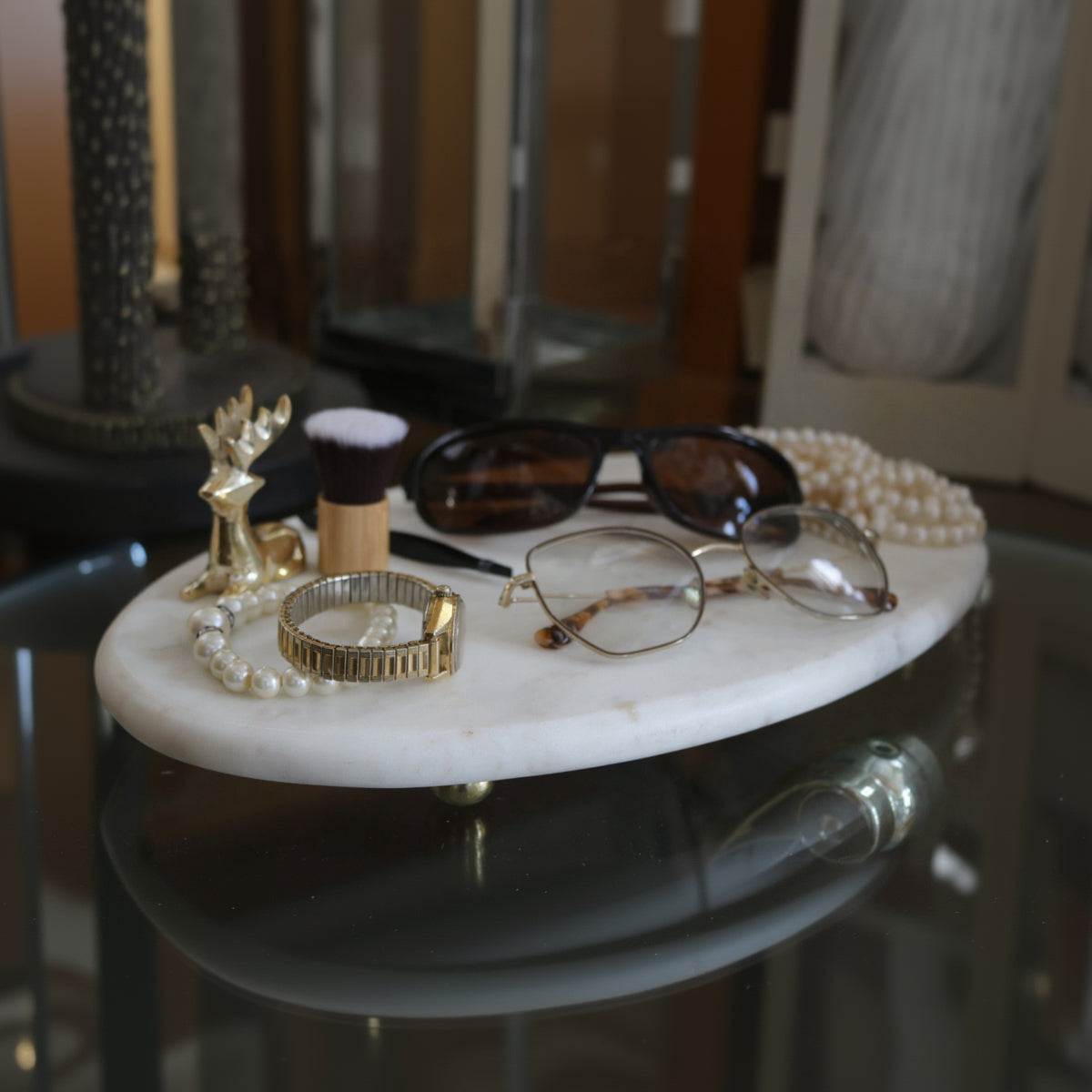 Halston Home Marble Bathroom Trinket Tray