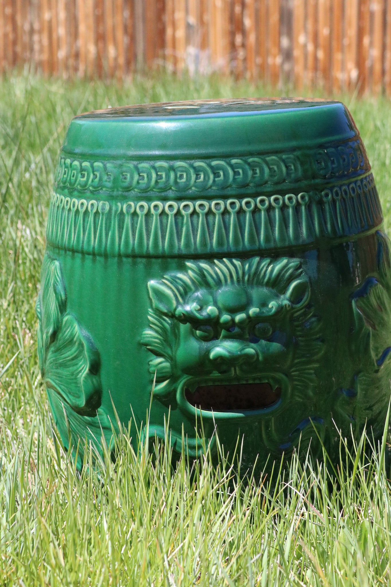 ENILSA Decorative Ceramic Garden Stool Glazed Lion’s Head Side Table