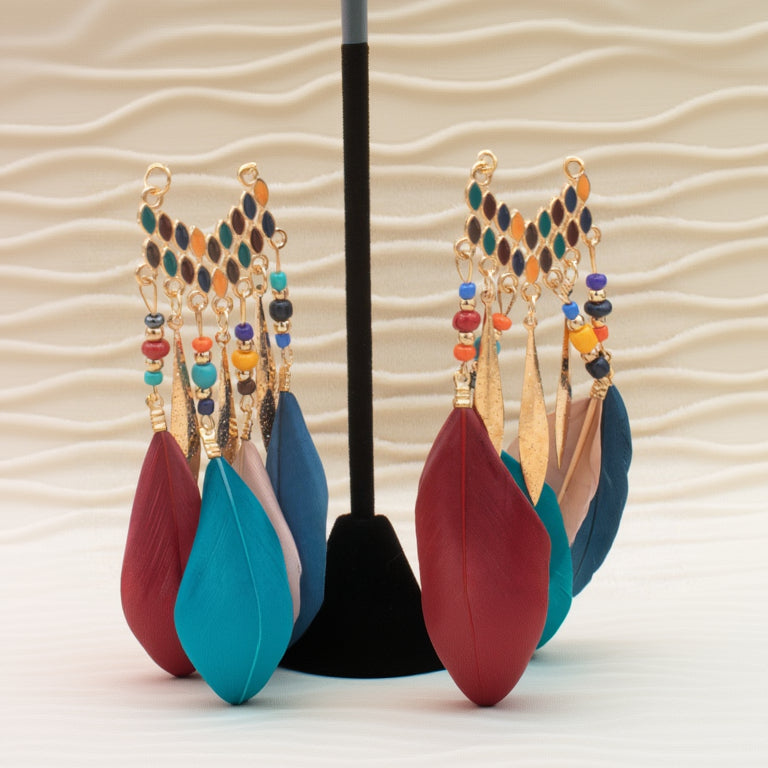 Bohemian Style Feather Dangle Earrings