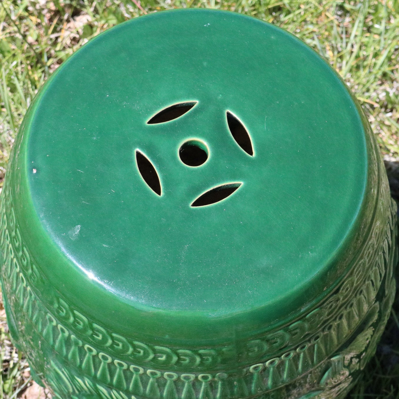 ENILSA Decorative Ceramic Garden Stool Glazed Lion’s Head Side Table