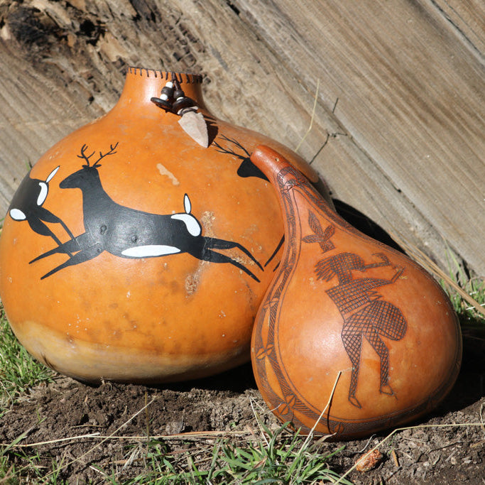 Decorative Gourd with Native American Etching
