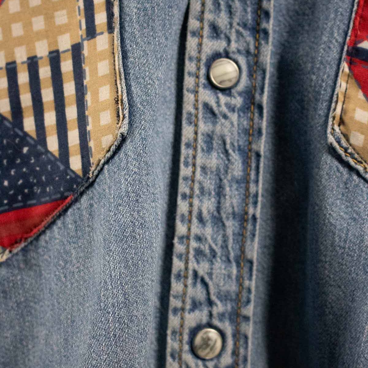 Vintage Lee Hand Styled Custom  Design Denim Button-up Shirt Size Small