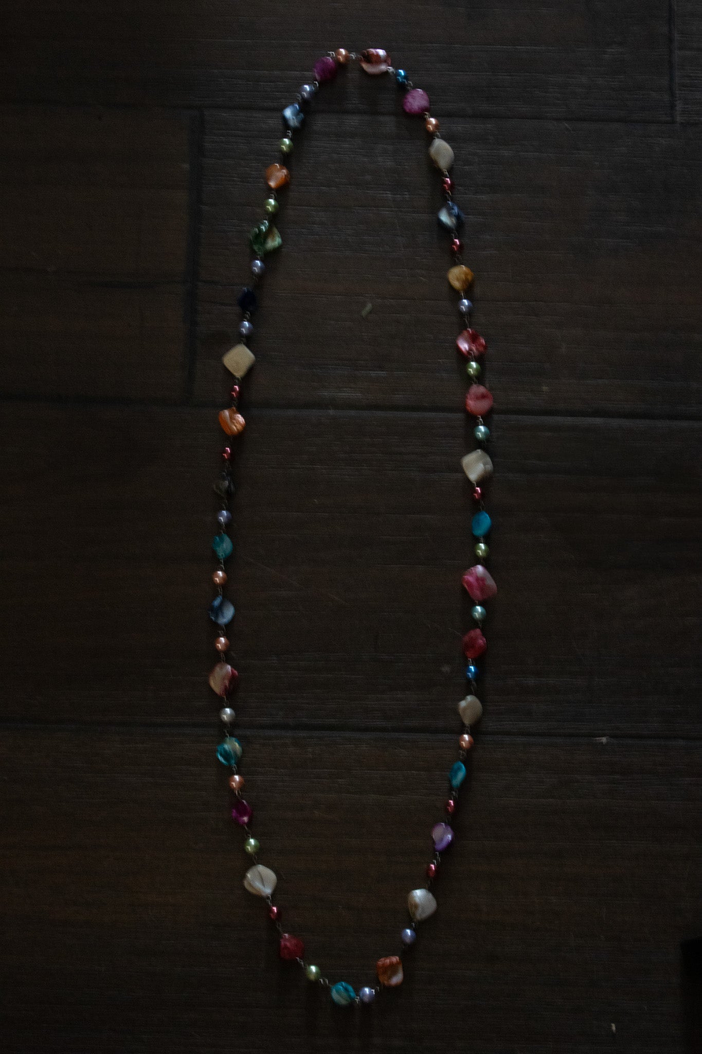Rainbow Pastel Colored Resin Irregular Beaded Necklace