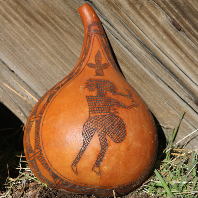 Decorative Gourd with Native American Etching