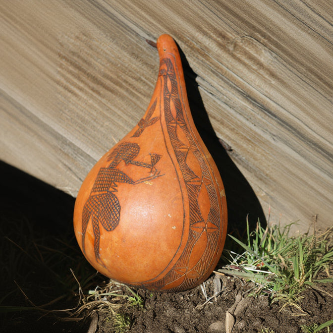 Decorative Gourd with Native American Etching