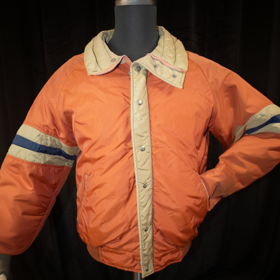 vintage alpine designs orange puffer jacket insulated large