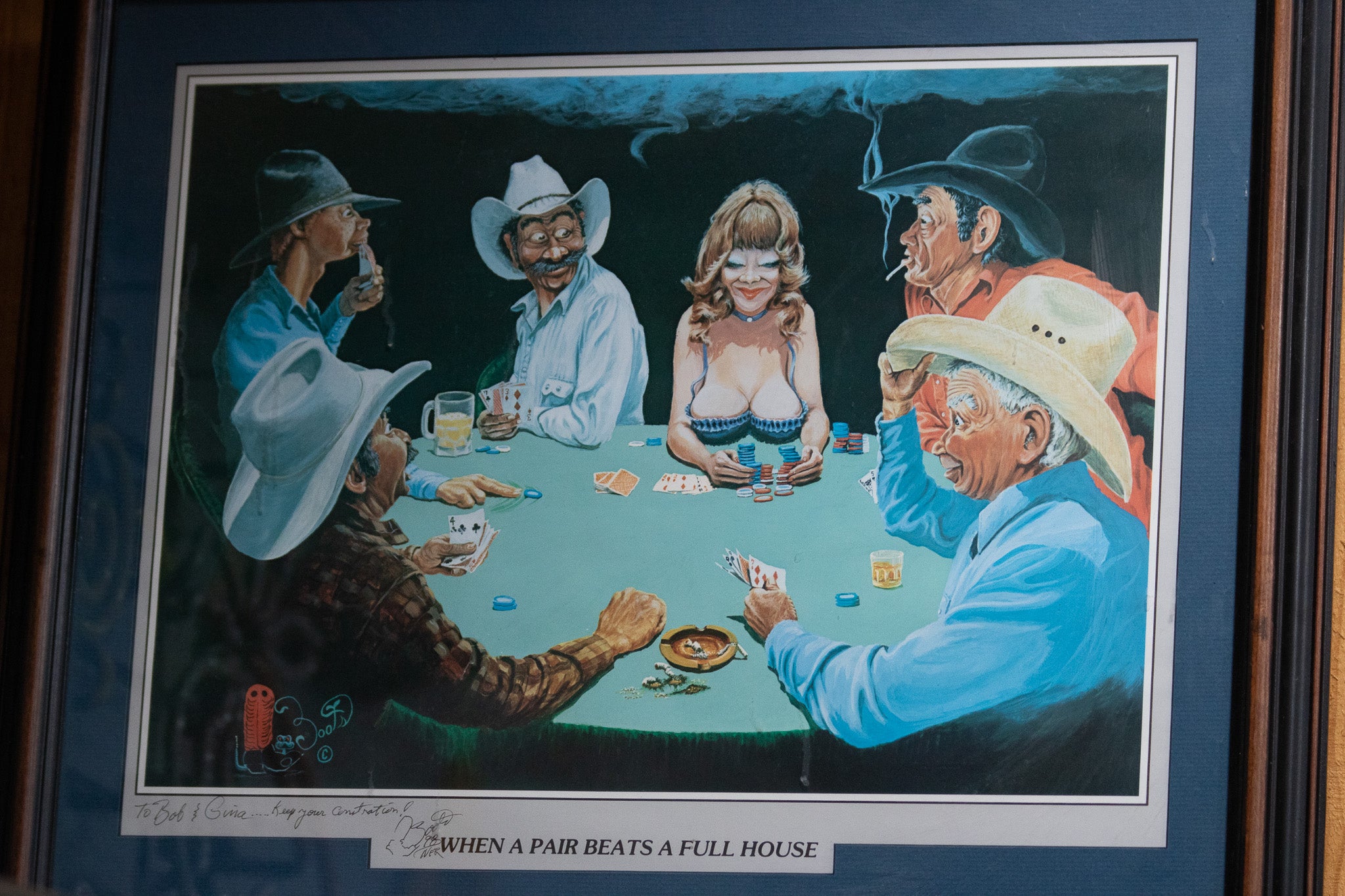 "When a Pair Beats A Full House" Canvas Painted and Signed by Artist
