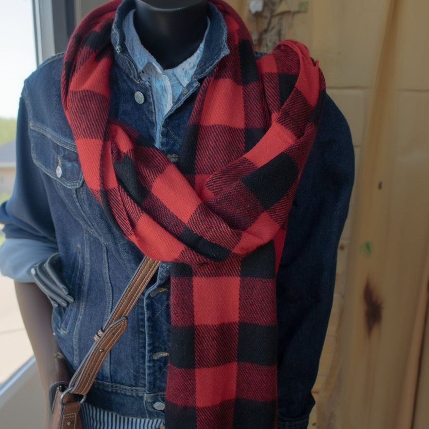 Red and Black Buffalo Plaid Scarf
