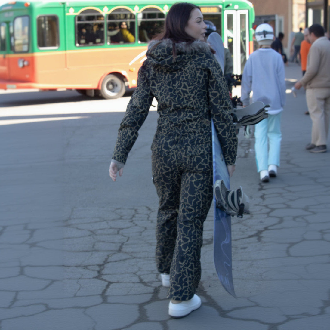 Burton Women's One-Piece Leopard Print Dryride Belted Snow Suit- Size Small