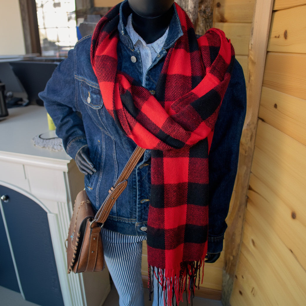 Red and Black Buffalo Plaid Scarf