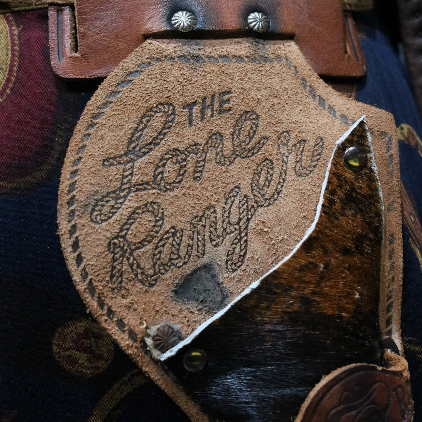 Antique Lone Ranger Leather Youth's Gun Holster with Stamped Details