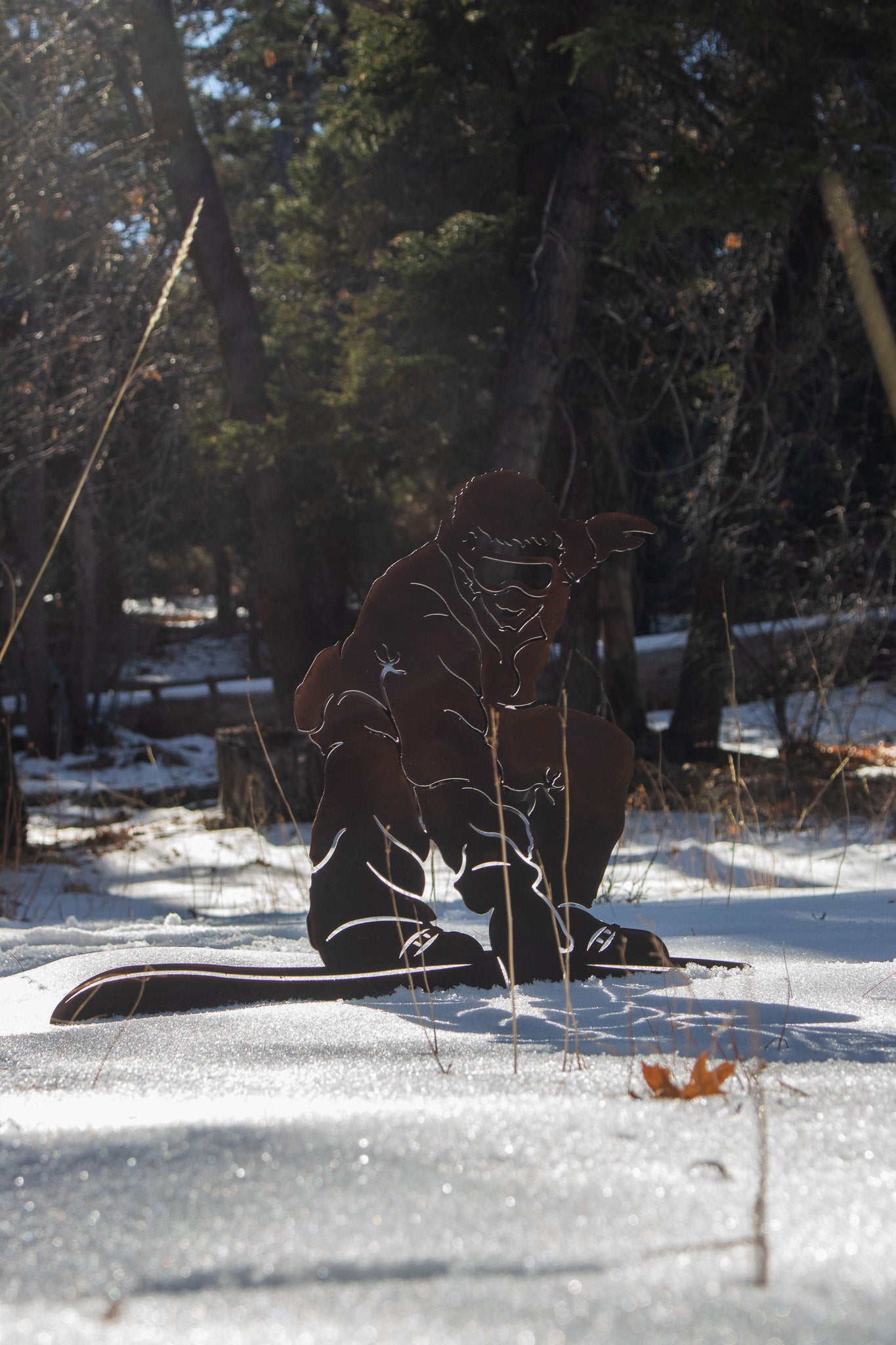 Metal Plasma Cut Snowboarder Sign