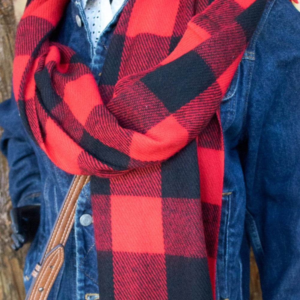Red and Black Buffalo Plaid Scarf