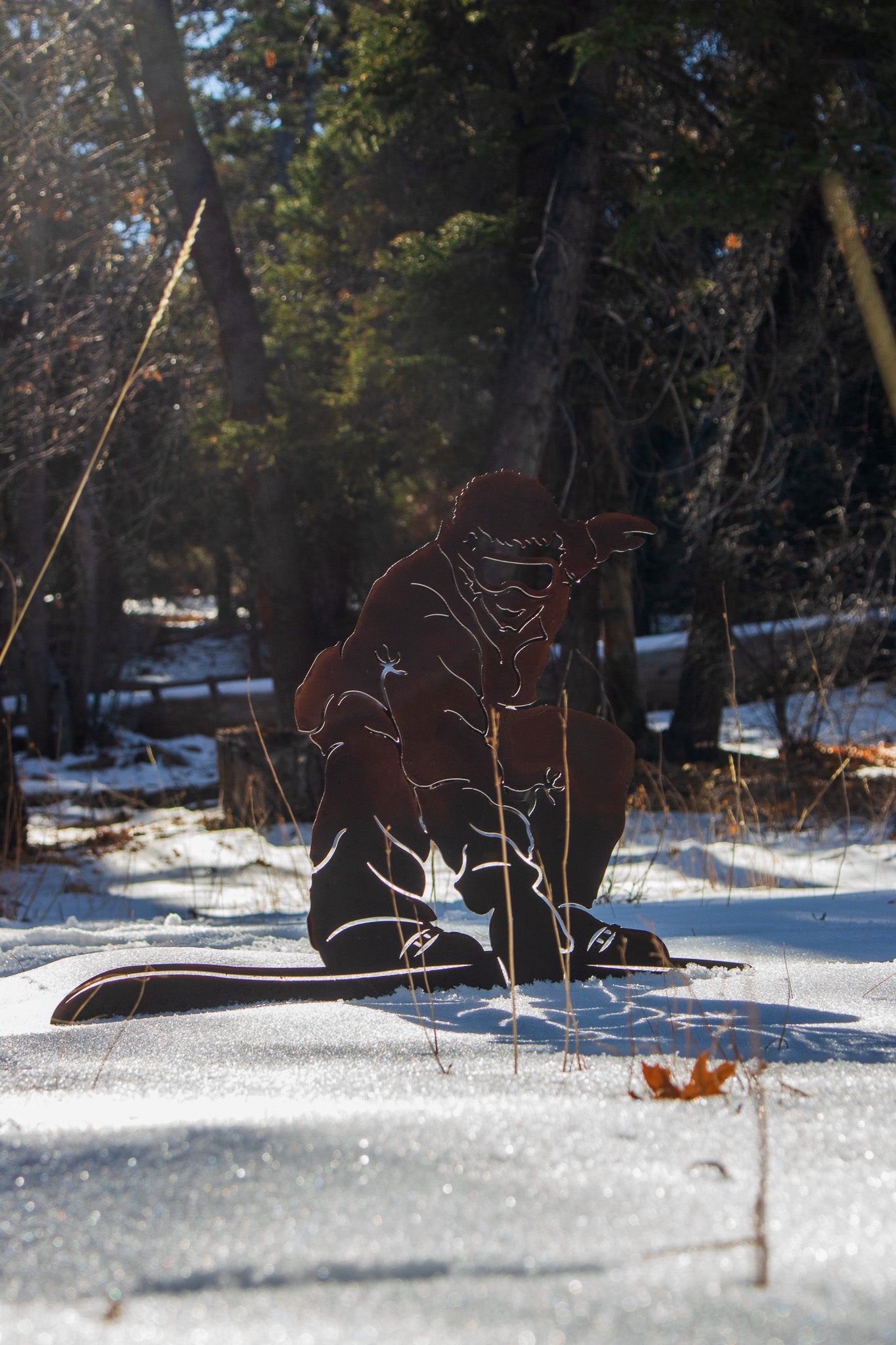 Metal Plasma Cut Snowboarder Sign