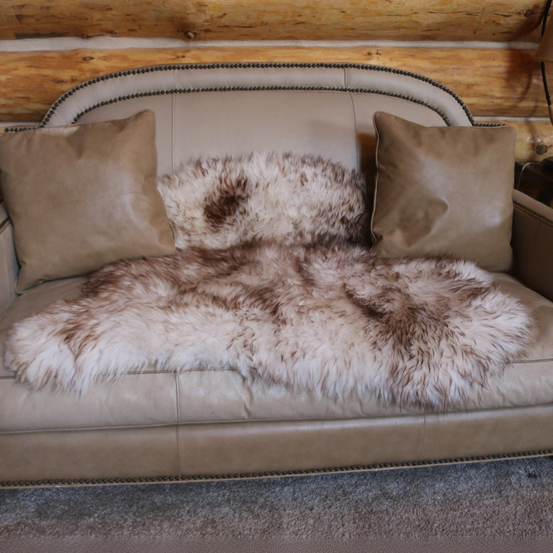 Double XL Mouflon Genuine Leather Light Brown Sheepskin Decorative Rug