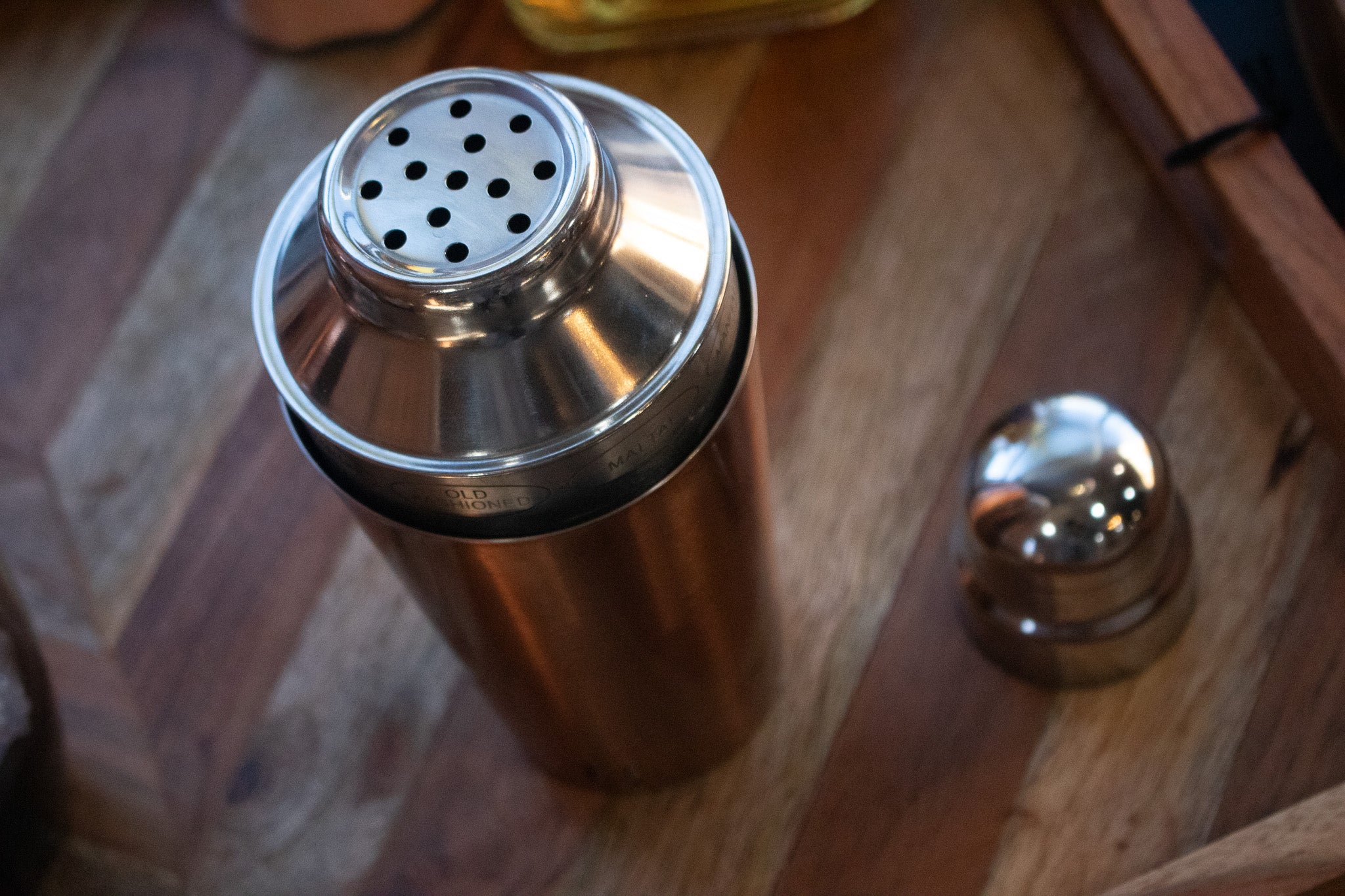 Stainless Steel and Copper Spin and Select 20oz Cocktail Shaker with 8 Recipe Card