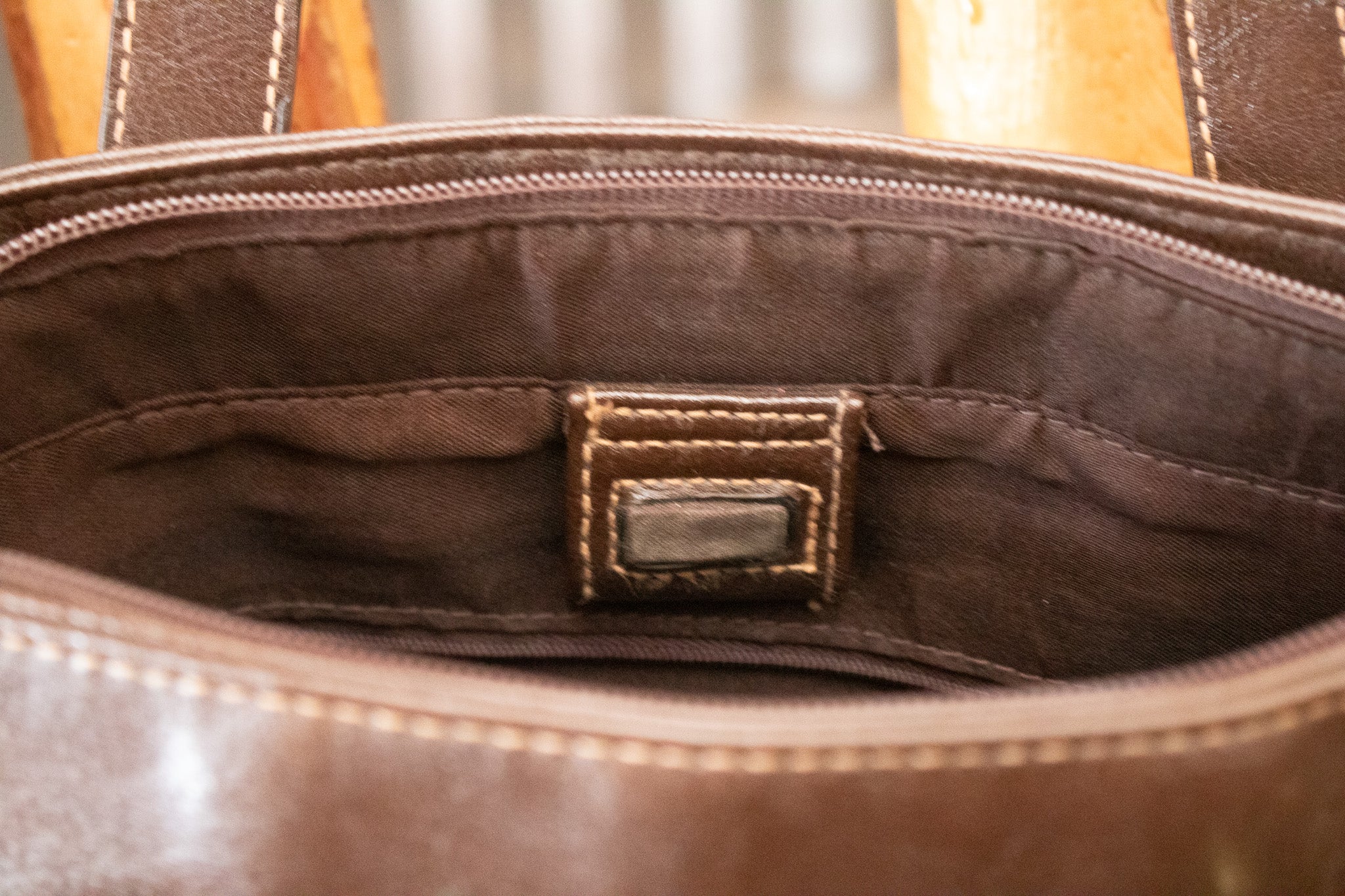Dark Brown Purse with a Magnetic Buckle Closure