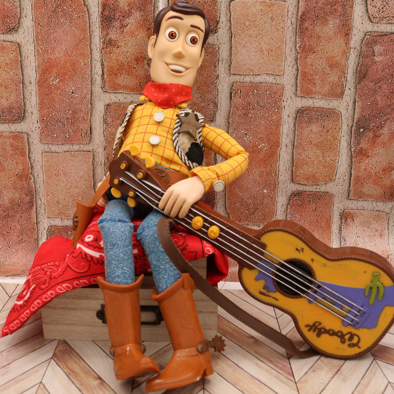 Disney Pixar 1999 Toy Story 2 Woody Doll Figure 17" With Guitar
