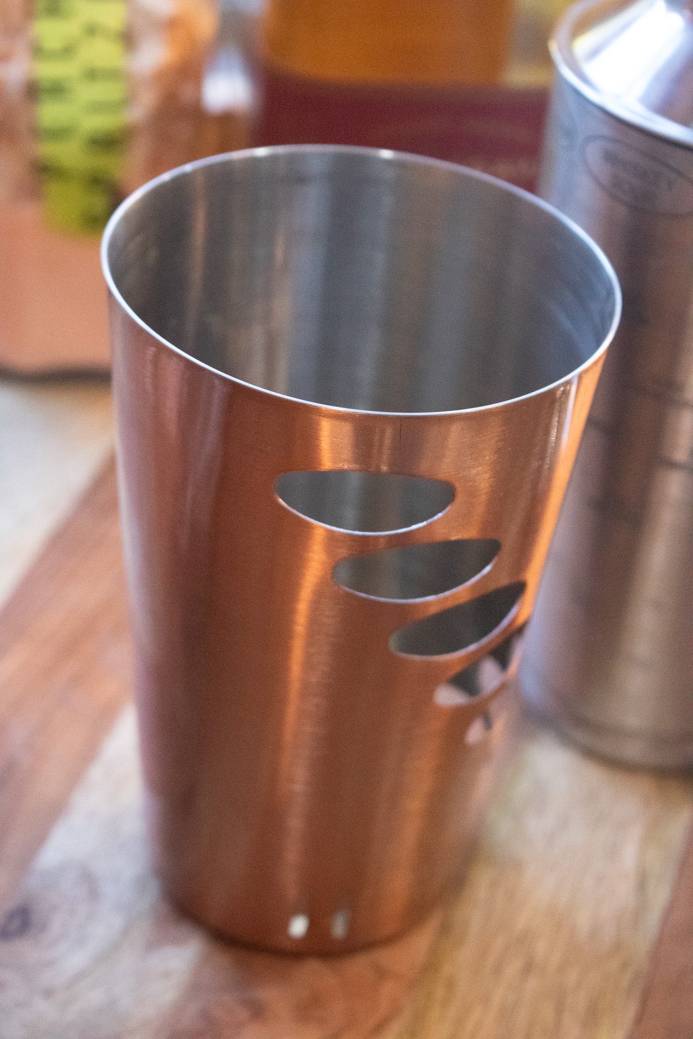Stainless Steel and Copper Spin and Select 20oz Cocktail Shaker with 8 Recipe Card