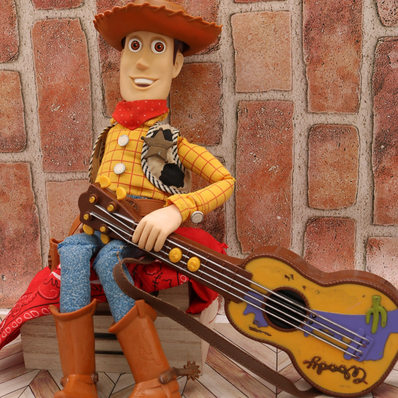 Disney Pixar 1999 Toy Story 2 Woody Doll Figure 17" With Guitar