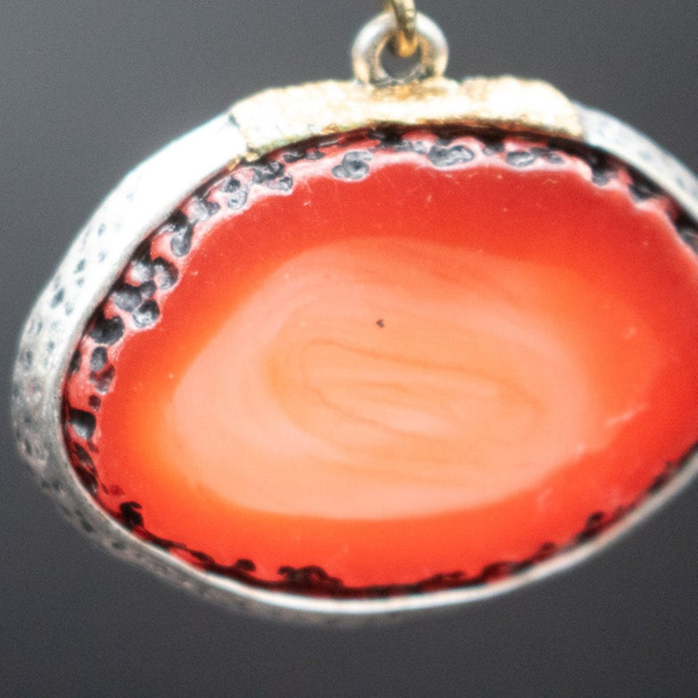 Oval Cut Raw Stone Agate Bezel Set Chicos Earrings