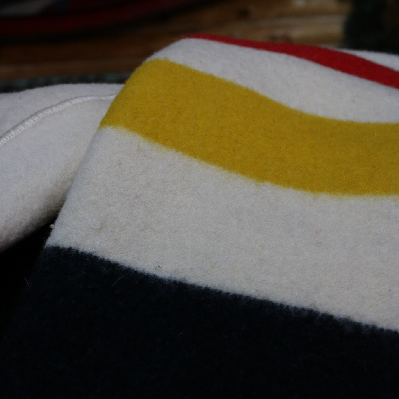 Hudson's Bay Point Wool Blanket Off-White Bold Multi-Colored Stripes