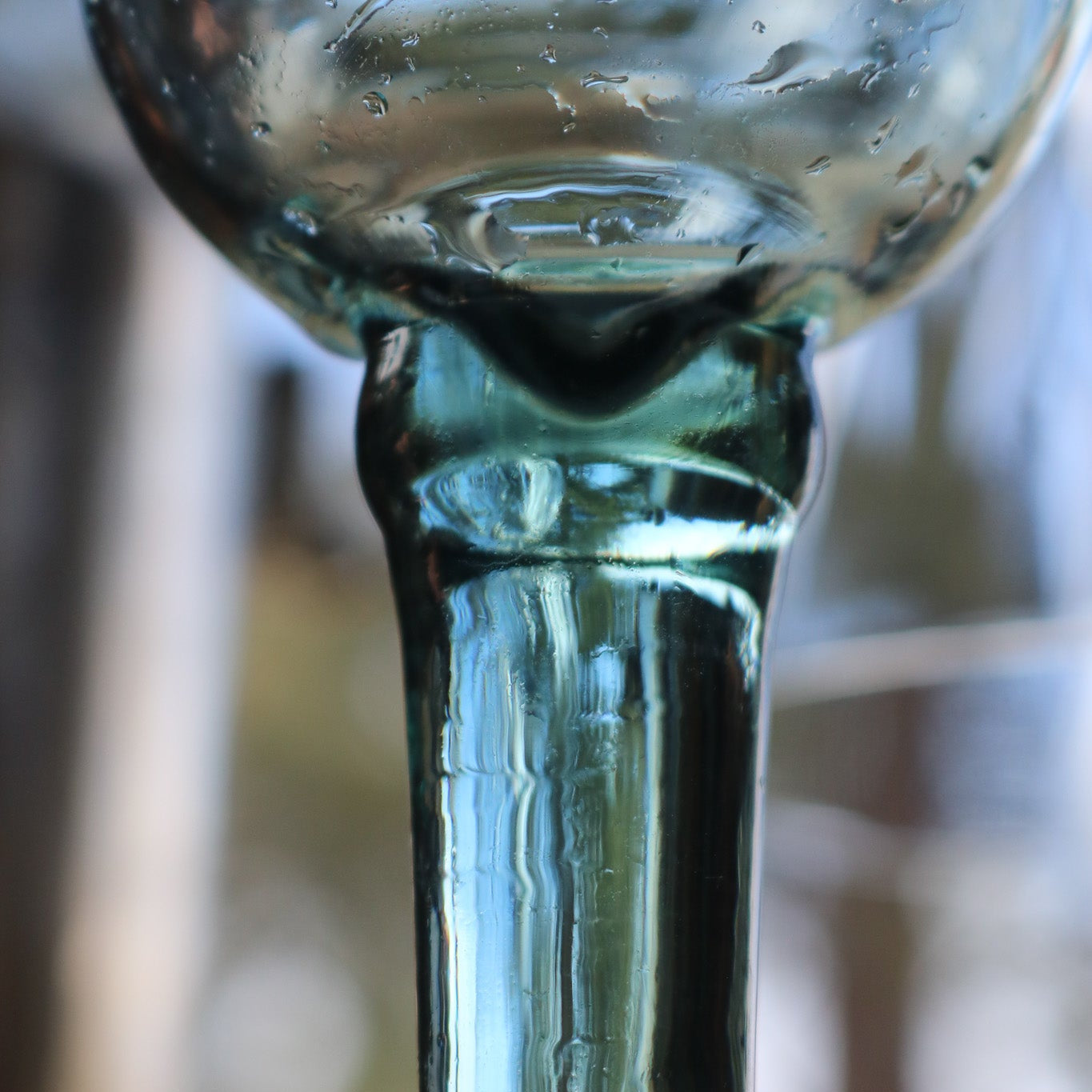 Vintage Green-Tinted Wine Glasses  7 5/8" with Thick Stems