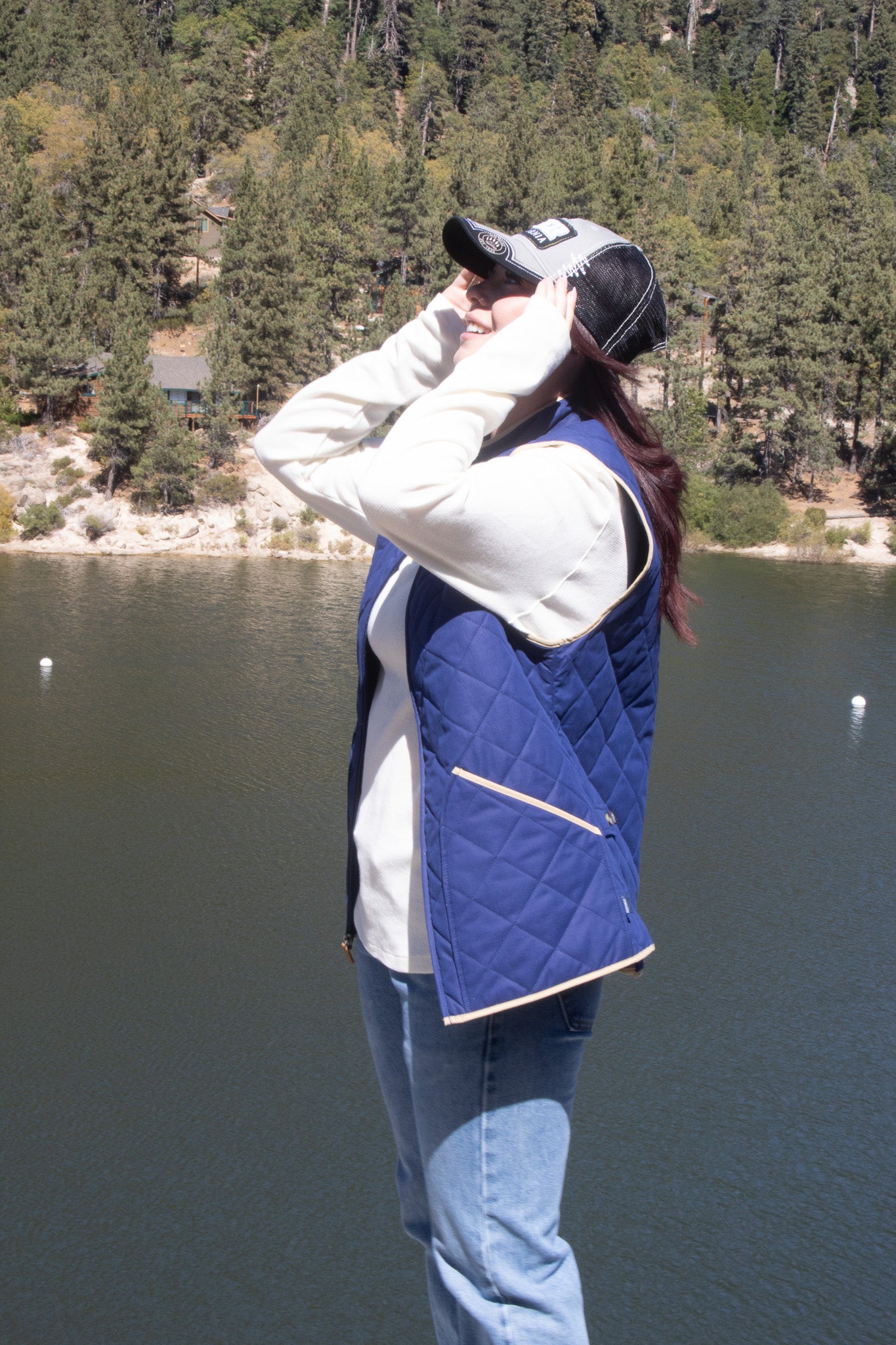 Crown & Ivy Quilted Vest Blue Eve