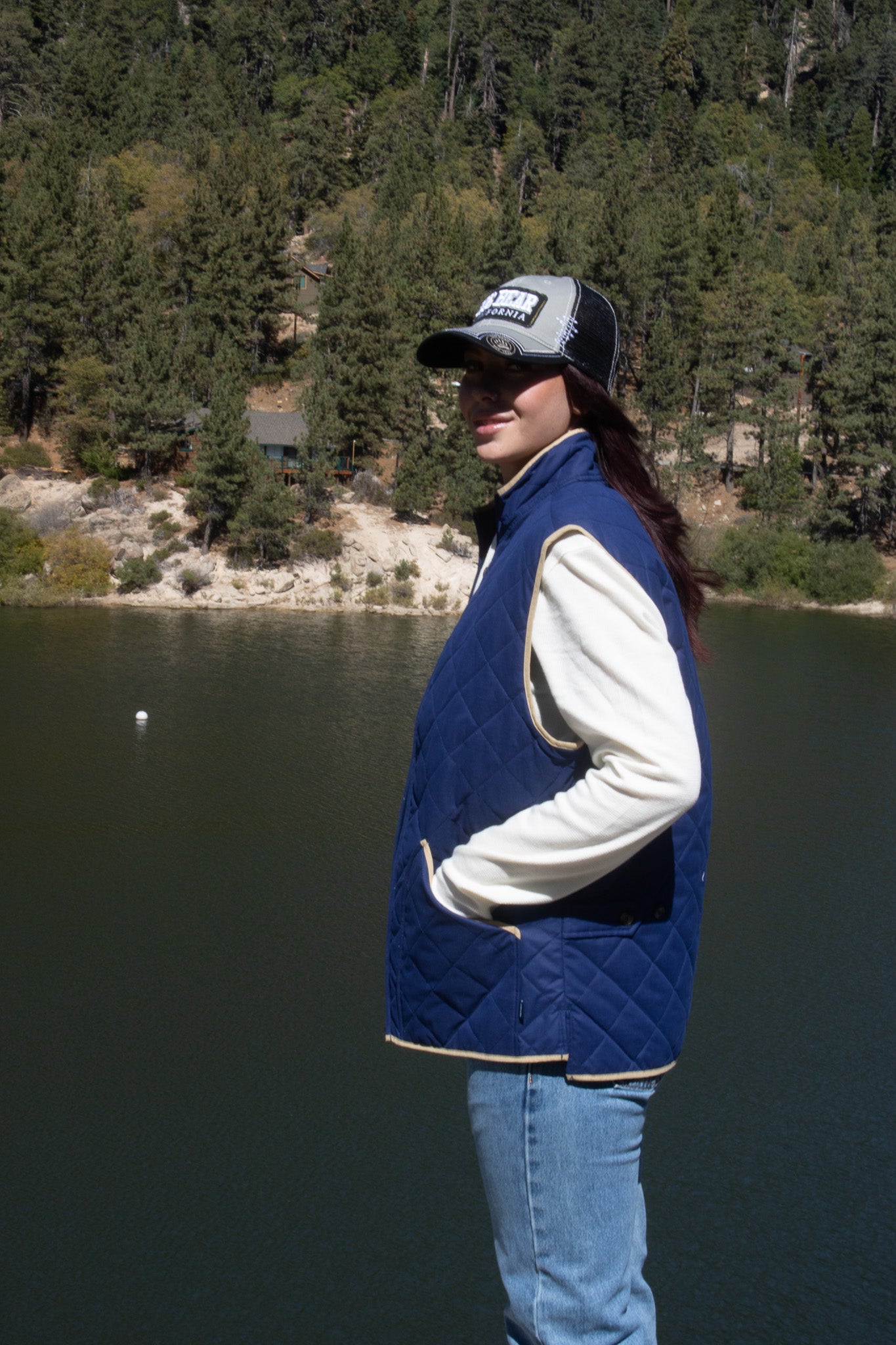 Crown & Ivy Quilted Vest Blue Eve