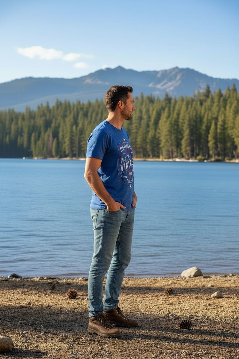 "Aged to Perfection" Vintage Style Blue Tee