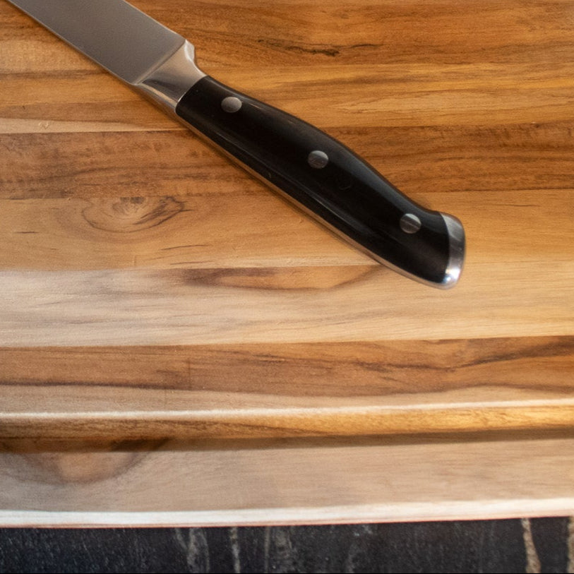 Large Ribbed Rectangle Wooden Cutting Board Butcher Block Serving Board 2 Sizes Available