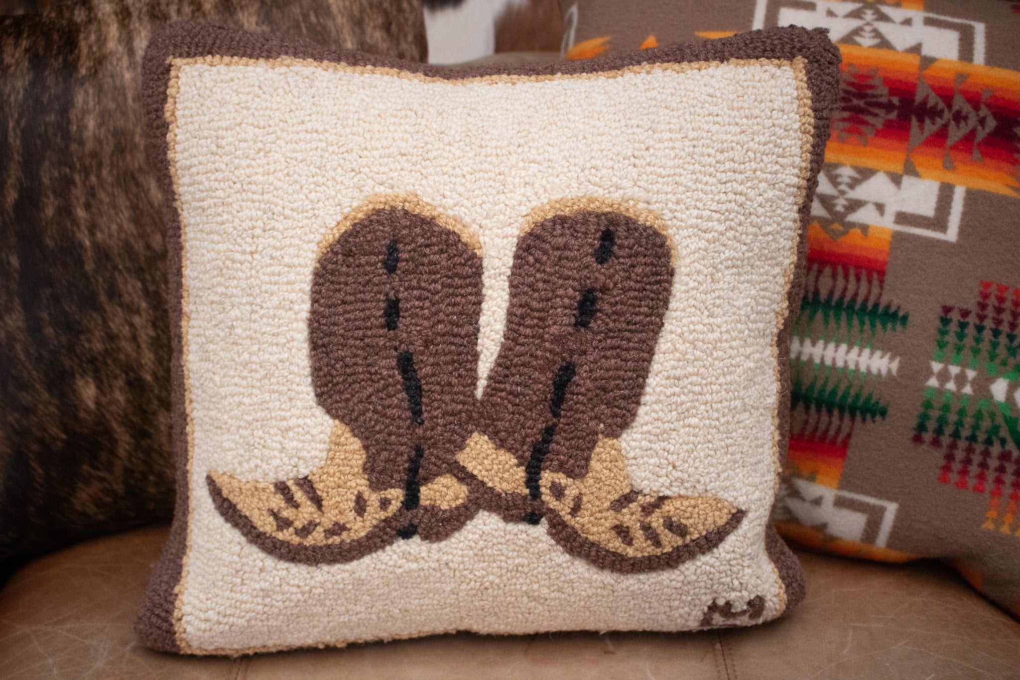Latch Hook Design Chandler 4 Corner's Cowboy Boots Pillow