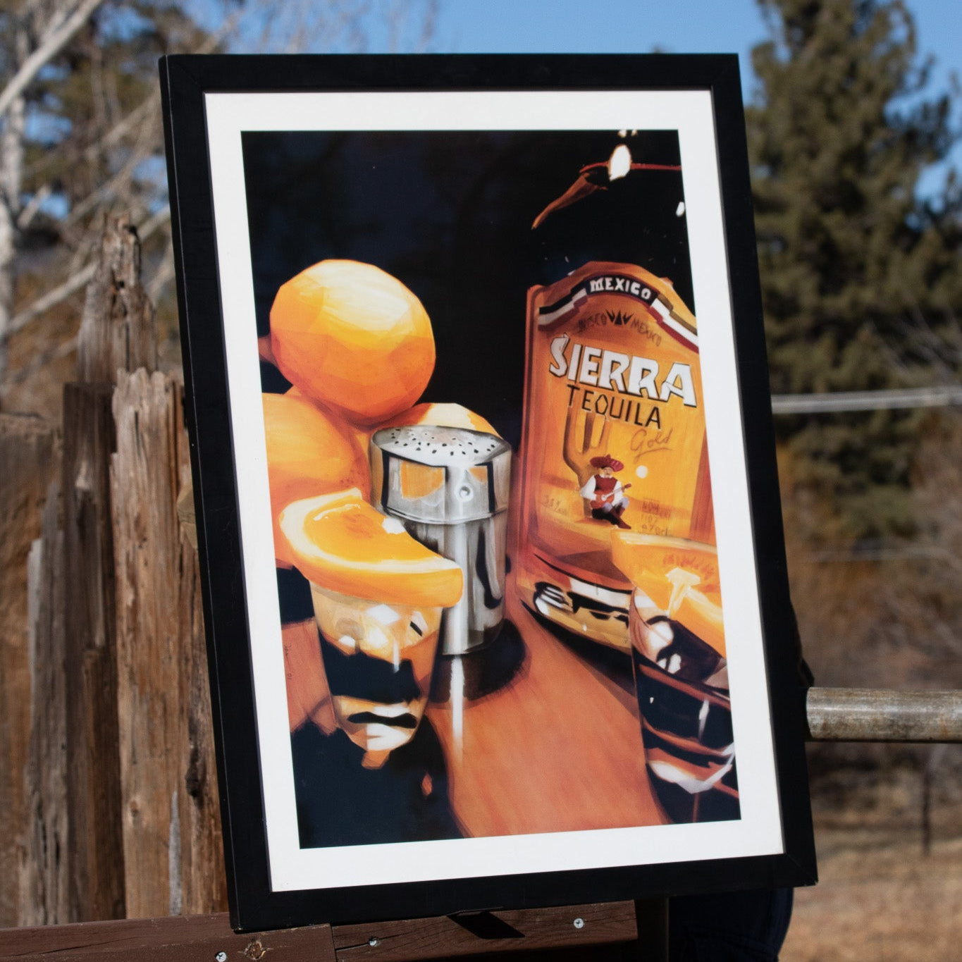 Sierra Tequila Mexico Framed Art Piece featuring the Sierra Tequila, Shot Glasses, & Lemons