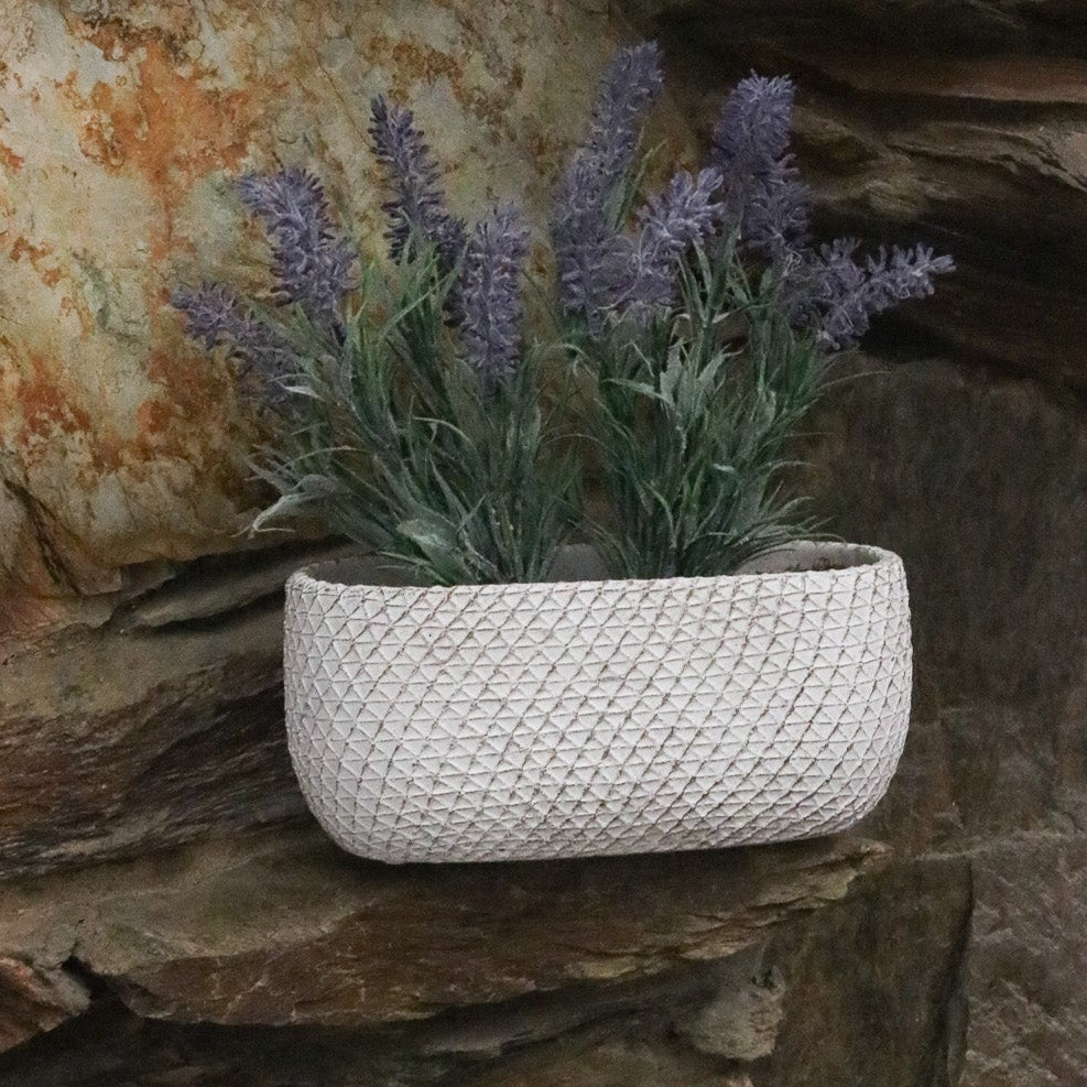 Lavender White Net Design Pot Decor