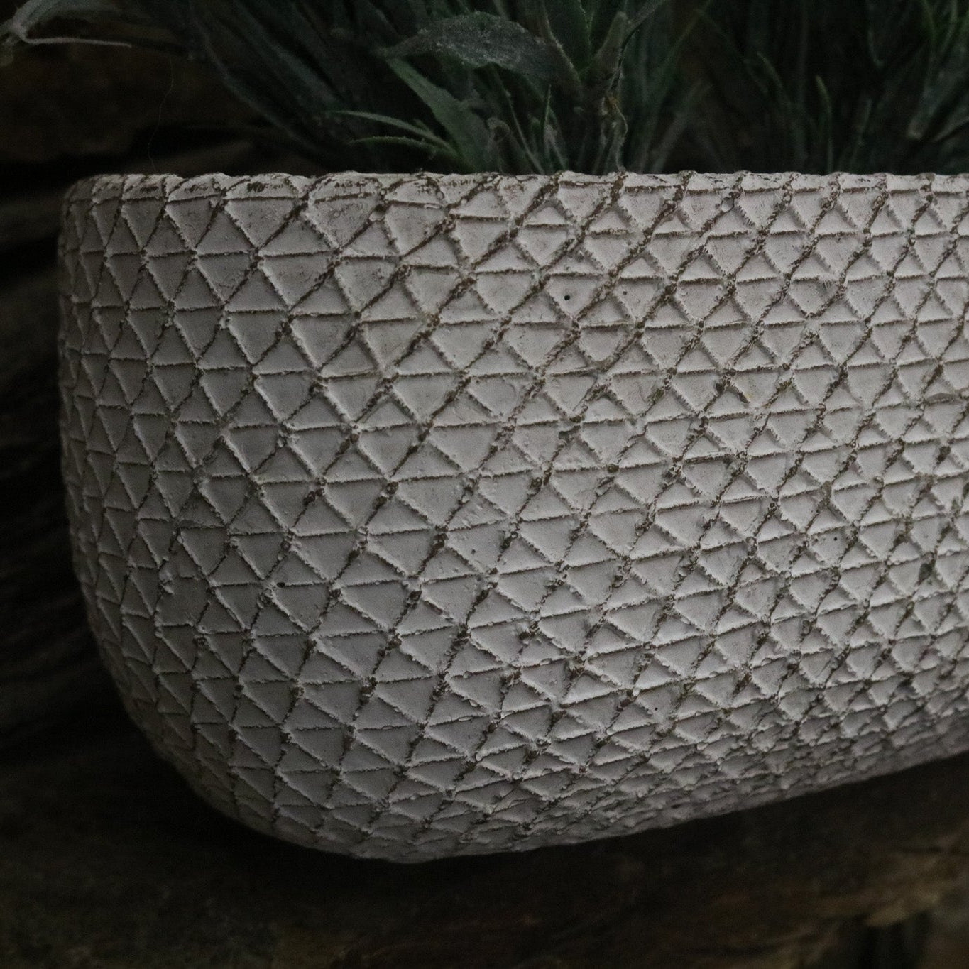 Lavender White Net Design Pot Decor