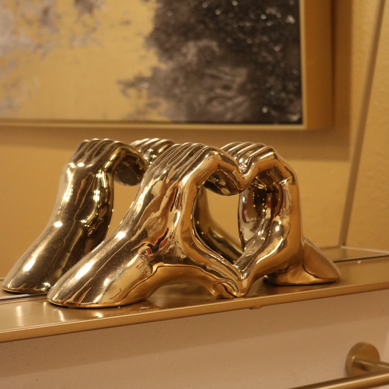Golden Heart Hands Sculpture