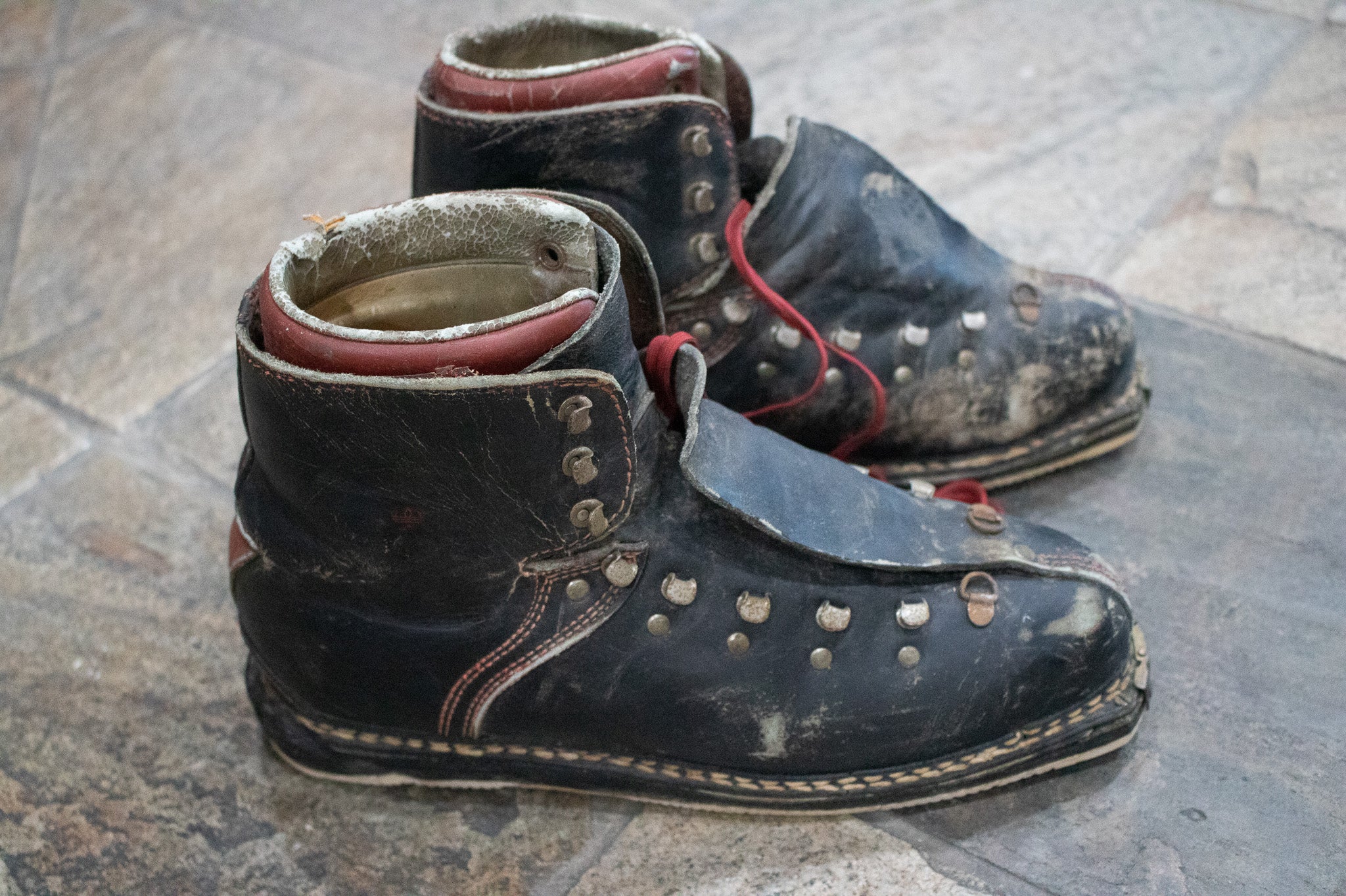 Vintage Black  Dolomite Leather Ski Boots